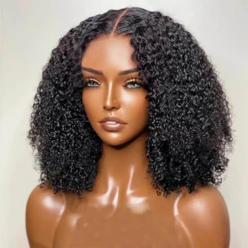 larima Glueless Wigs Human Hair Pre Plucked Pre Cut Curly Human Hair Wig Wear and Go Glueless Wigs Bleach Knots 200% Density 6X5 HD Lace Front Wig Virgin Hair Natural Color Curly Wig 16inch
