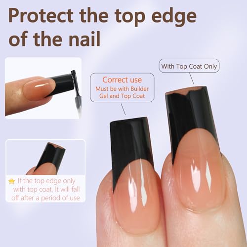 Misssix French Gel Nail Tips, 240Pcs French Tip Press on Nails Long Square Pink, No Need to File Tips Pre-lasting, Fake Nails for Nail Art DIY 15 Sizes