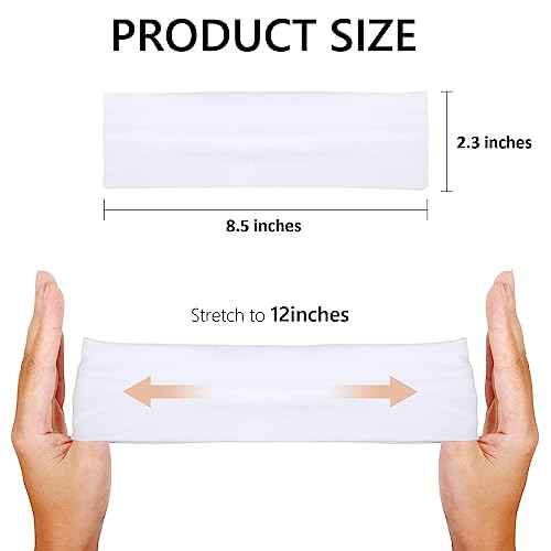 Huachi Headbands for Women Non Slip 16 Pack Elastic Sports Hair Bands for Women, Soft Cotton Cloth Headband for Workout Yoga Fashion Hair Accessories, Black White Gray Trendy Head Bands
