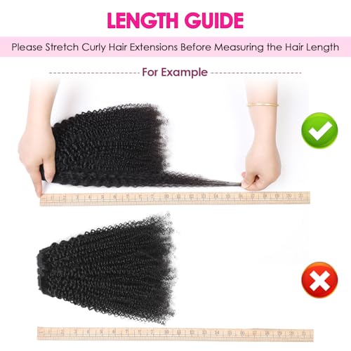 Afro Kinky Curly Clip In Hair Extensions Human Hair for Black Women 8Pcs 20 Clips Brazilian Virgin Remy Hair 4B 4C Natural Black Double Weft Thick Ends 120g Soft & Scalp-Friendly 22 Inch