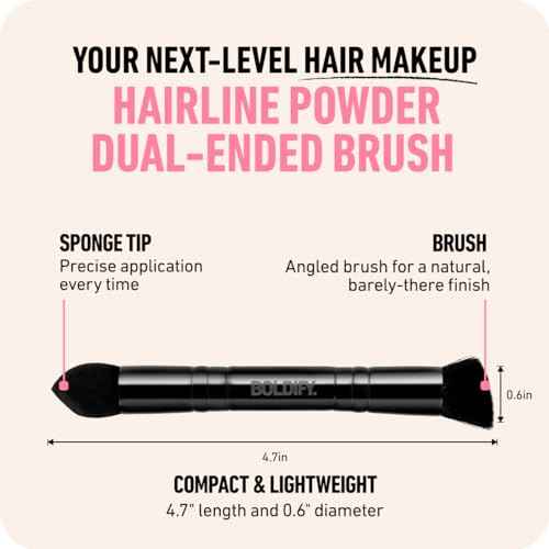 BOLDIFY Dual-Ended Hairline Powder Brush - Precision Makeup Brush Set with Sponge Tip for Seamless Blending - Ideal as a Concealer Brush, Hair Contour Brush, and Root Touch Up