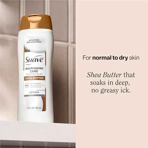 Suave Nourishing Care Hand & Body Lotion with Shea Butter for Women, Deep Moisture for Dry Skin, Fast Absorbing, Allergen Free Moisturizing Cream, 18FL OZ, 6 Pack