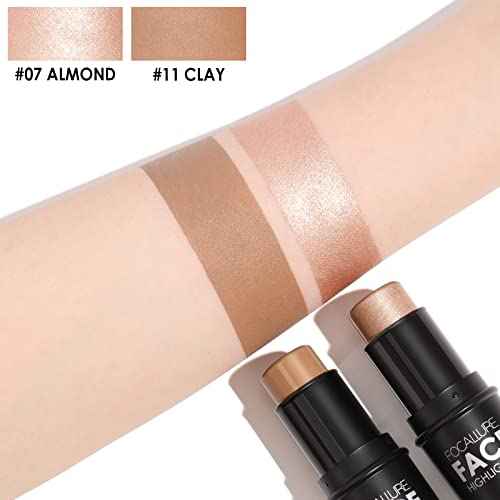 FOCALLURE 2 Pcs Mineral Cream Contour Stick,Moisturize Highlighter and Bronzer Pen,Non Stick Face Brightens & Shades Pencil,Long Lasting & Smooth Gliding Face Illuminator Makeup,Medium
