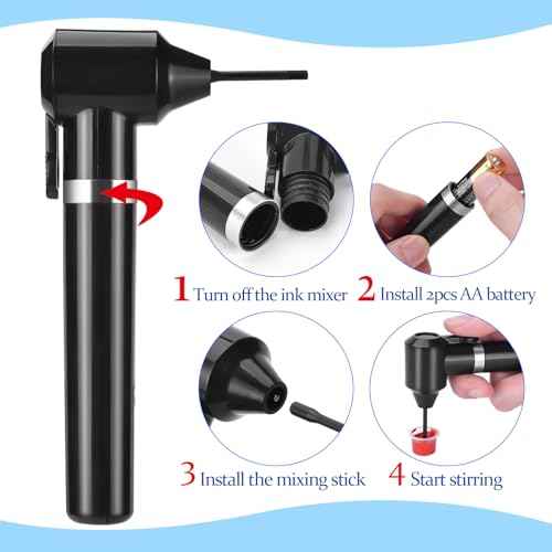Ink Mixer Tattoo Pigment Mixer Acrylic Paints Mixing Eyebrow Color Tool Electric Ink Mixer Machine Makeup Supplies (200pcs Mixing Sticks)