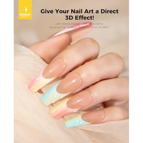 BURANO 3D Clear Nail Sculpting Gel, 15G Nail Glue Gel for Nail Art Designs, Clear Gel Polish Molding Gel for Drawing, Liner Gel for Sculpture and Decoration (1 Bottle)