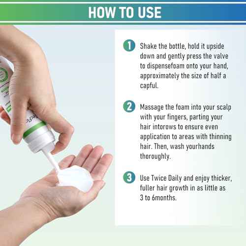 Minoxidil Foam - 5% Minoxidil for Men and Women, Hair and Beard Growth with Biotin, Thicker Hair, Unscented, 3 x 2.11 Oz, 3-Month Supply, Hair Loss Treatment,Green