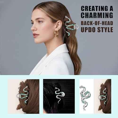 Slytherin,Snake Hair Claws Clips,Non Slip 4.3" Big Hair Claws Clips Halloween Gothic Women Goth Accessories