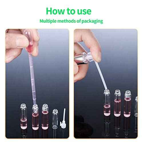 120Pcs 1Ml Mini Cute Empty Glass Perfume Essential Oils Sample Vials Bottles with Black Plastic Rod Caps Glass Vials Sample Dropper Bottle for Essential Oils Aromatherapy (120Pcs 1Ml Black Plastic Rod