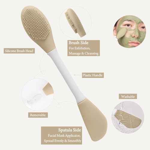 Real Perfection Gua Sha Facial Tools Face Roller for Wrinkles Jade Roller and Gua Sha Set, Scrubber Pore Brush Headband Skin Care Tools for Travel Skincare Routine Massaging Reducing Puffiness - Green