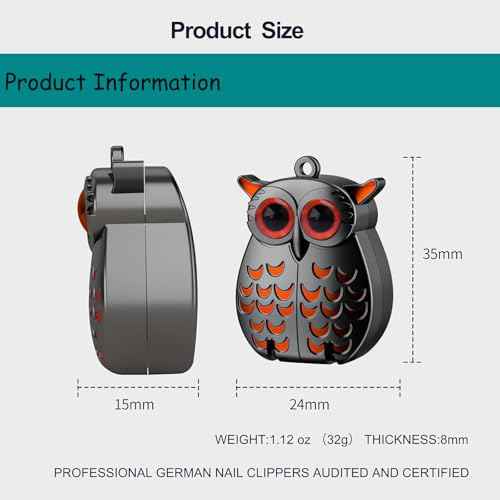 2-in-1 Foldable Owl Keychains Nail Clippers, German Professional Stainless Steel Mini Nail Clippers, Portable Foldable Owl Keychain Mini