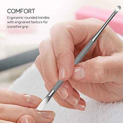 Professional Cuticle Pusher and Spoon Nail Cleaner | Dual Sided Stainless Steel Pusher and Nail Cleaner | For Nail And Cuticle Care | by Sterling Beauty Tools