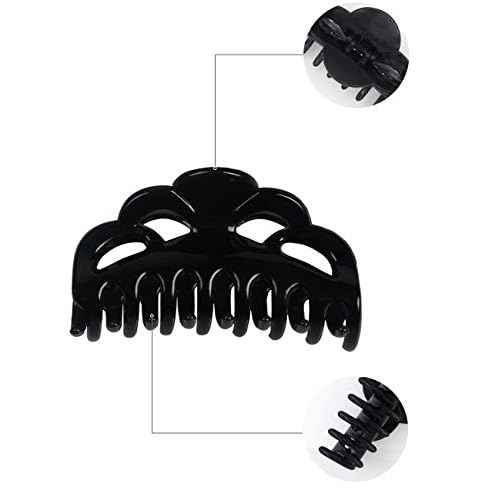 Medium Hair Claw Clips for Women Fine Hair Plastic Claw Clamps Clips in Set (Arc-Black+Brownish Red-M)