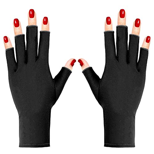 Pimoys UV Gloves for Gel Manicures UPF50+ Fingerless UV Light Protection Gloves for Gel Nails Manicure