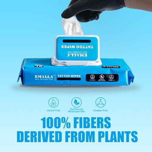 Emalla Tattoo Wipes, Large 100pcs All in One Premium Tattoo Care Wipes to Clean Skin and Tattoo Aftercare Tattoo Supplies (5 Pack)