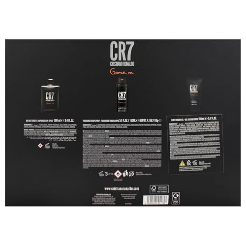 Cristiano Ronaldo Game On for Men - 3 Pc Gift Set 3.4oz EDT Spray, 5.1oz Shower Gel, 4.1oz Body Spray