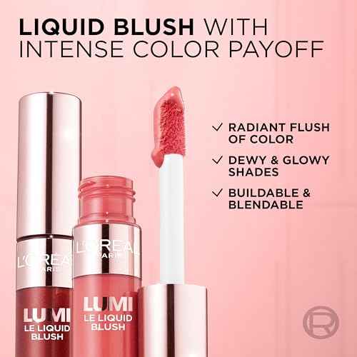 L'Oreal Paris True Match Lumi Le Liquid Blush, Intense Lightweight Blush Formula With Liquid Pigments, Dewy Bright Pink, 0.33 Fl Oz