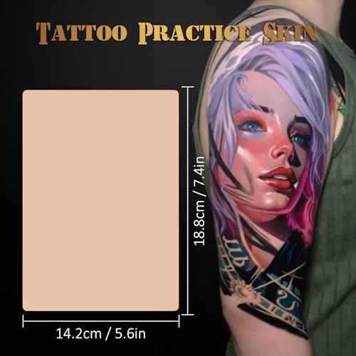 3MM Fake Skin and Transfer Paper Kit - Jconly 30pcs Tattoo Skin and Transfer Paper Kit Includes 10pcs Best Silicone Thick Skin Double Sided, 20Pcs Stencil Paper Tattoo Supplies Tattoo Kit