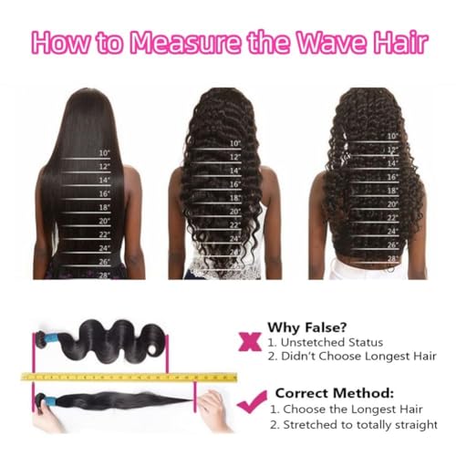 Body Wave Bundles Human Hair Long Brazilian Virgin Body Wave Natural Black Color Can Be Dyed and Styled 3 Weave Bundles Total 300g 20 22 24 Inch