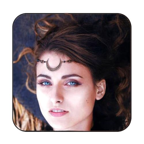 CAKURE Moon Head Chain Bohemia Gold Bronze Hair Chain Headpiece Vintage Forehead Jewelry Gypsy Headpiece Accessories for Women