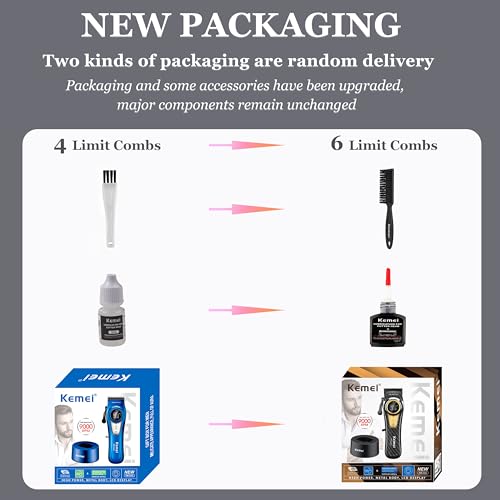 KEMEI 2242 Professional Hair Clippers for Men, Cordless Barber Clipper with LED Display & Charging Base, Hair Cutting Tools, 9000 RPM Super Torque Motor, Black