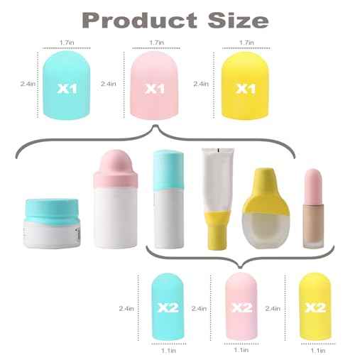 9 Pack Silicone Bottle Covers for Traveling, Airplane Travel Essentials for Women, Beach Vacation and Cruise Ship Travel Accessories, Travel Size Toiletries, Must Haves, Leak Proof