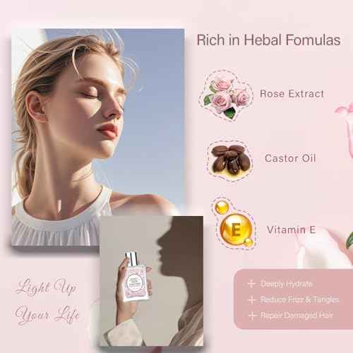 Hair Perfume for Women, Long Lasting Pheromone Perfume, Hair and Body Mist, Romantic Rose Scent, Hydrates and Nourishes, 50ML
