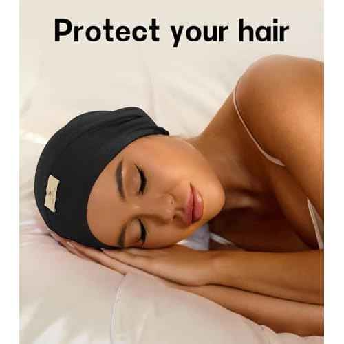 2pcs Silk Satin Bonnet Hair Wrap for Sleeping, Adjustable Strap Curly Natural Hair Night Caps for Women Men(Black&Black)