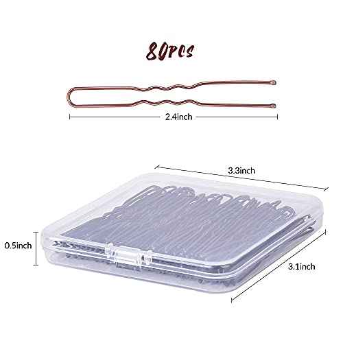 U Shaped Hair Pins, IKOCO 2.4inch Hair Pins for Women with Storage Box, Brown