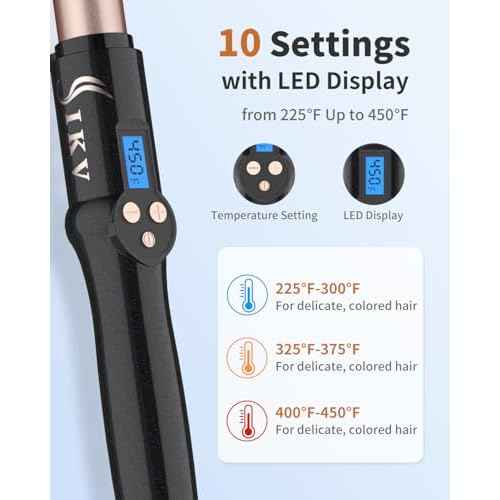 1 Inch Curling Wand Long Barrel, Dual Voltage Hair Curling Iron Wand Ceramic for Long Hair,10 Adjustable Temp