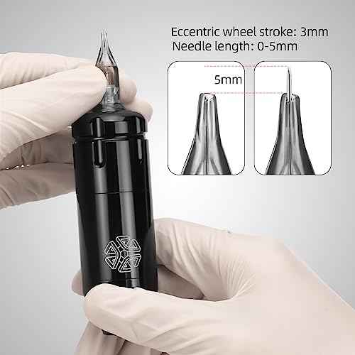 ATOMUS Wireless Tattoo Machine Kit Rotary Tattoo Machine Kit with Cordless Tattoo Power Supply 40pcs Cartridge Needles Practice Skin Ink Cups (Black RCA Machine + Wireless RCA Power Supply)