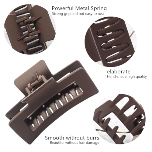 10 Pack Hair Claw Clips, Square Rectangle & Flower Claw Clip Sets, Matte Large Clips for Thick & Thin Hair, Strong Hold Jaw Clamps, Cute Daisy Hair Accessories for Women & Girls