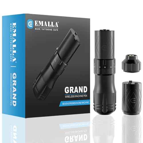 Emalla Grand G3 Tattoo Pen Machine, Professional Black Tattoo Machine 2.4mm-4.2mm Stroke Long Working Pen Premium for Artists Tattoo Supplies
