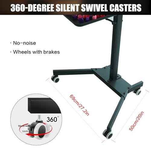 GBK Tattoo Workstation Multi-Functional Tattoo Rolling Tray with LED Light, Pigment Rack, Tablet Stand and Pneumatic Lifting Type with Universal Wheels Tattoo Equipment