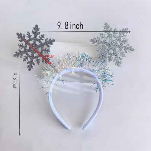 Christmas Headbands-Red Glitter Sequins Bow With Elk Hairband Design for Women Christmas Party Hair Decoration Happy New Years Head Accessories (Snowflakes, 1 size)