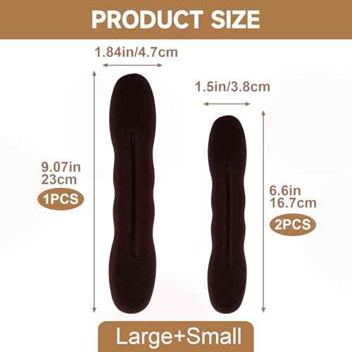 3 Pcs Hair Bun Maker, Bun Makers for Women's Hair, Lazy Bun Holders for Women's Hair, Thin Wavy Long Curly Straight Hair (Brown)