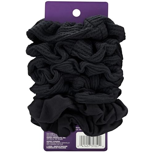 Goody Ouchless scrunchie, Black, 8 Count (Pack of 1)