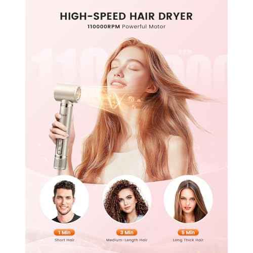 5-in-1 Professional Hair Dryer Brush, Powerful Multi-Styler with Auto-Wrap Curlers, Fast Drying Curling Straightening Volumizing Without Heat Damage, Storage Case Best Gift for Girl/Women