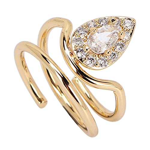 Nail Rings, Rhinestone Nail Rings Nail Art Fingernail Rings Fingernail Opening Ring Nail Decoration Finger Tip Rings Jewelry Fingernail Protective Cover Nail Accessories for Parties Wedding(3054 Gold)