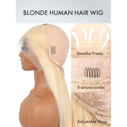 30 Inch 613 Lace Front Wig Human Hair 200% Density Blonde Wig Human Hair 613 Straight 13x4 HD Transparent Lace Front Wigs Human Hair Pre Plucked Glueless human hair wig for Women