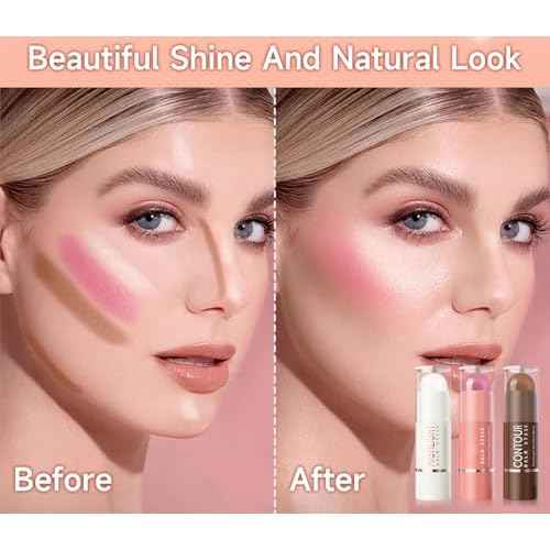 3-piece contouring set, highlighting and contouring trio, for a natural makeup finish (01)