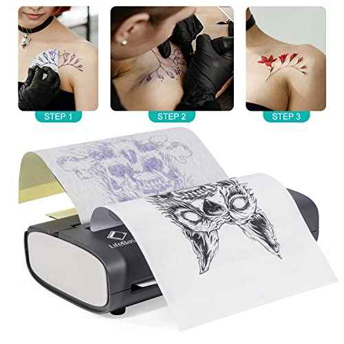 LifeBasis Tattoo Transfer Stencil Machine Thermal Copier Kit Tattoo Printer with 20pcs Tattoo Stencil Transfer Paper for Men Women, Upgraded Version MT200