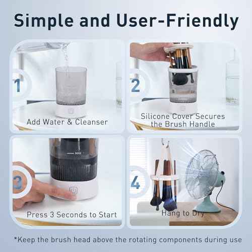 Electric Makeup Brush Cleaner - 9000 RPM Makeup Brush Cleaning Machine, IP65 Waterproof Automatic Makeup Brush Cleaner for Makeup Sponges and Brushes(White)