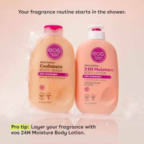 eos Shea Better Cashmere Body Wash, Pink Champagne, Moisturizing and Nourishing, pH Balanced Creamy Gel Formula, Paraben & Phthalate Free, Sensitive Skin,16 fl oz