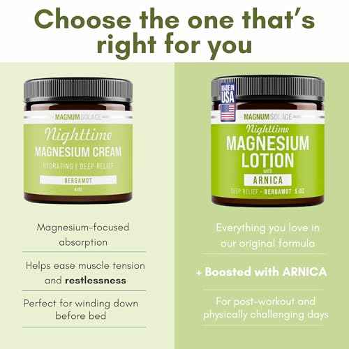 Nighttime Magnesium Lotion with Arnica ? Soothing Relief & Relaxation, Highly Concentrated Magnesium for Muscles & Joints ? Apply to Legs or Feet Before Bed ? Skin-Friendly