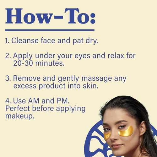 LE GUSHE Gold Under Eye Patches for Puffy Eyes and Dark Circles (10 Pairs) - Hydrating Collagen Under Eye Masks with Snail Mucin - Soothing Puffy Eyes Treatment for Women & Men - Bridesmaid Gifts
