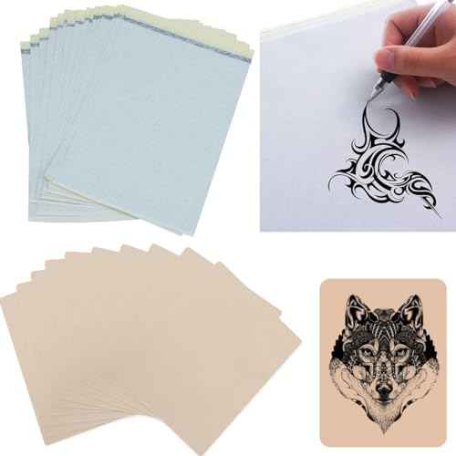 30PCS Tattoo Practice Skin with Transfer Paper Kit Includes 10PCS Tattoo Practice Fake Skin and 20PCS Transfer Stencil Paper for Beginners & Experienced Artists