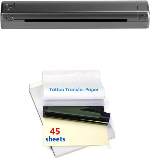 Phomemo M08F Bluetooth Tattoo Stencil Printer & Tattoo Transfer Paper - 45 Sheets A4 Size Portable Wireless Stencil Printer for Tattooing, Compatible with Smartphone & PC, Grey