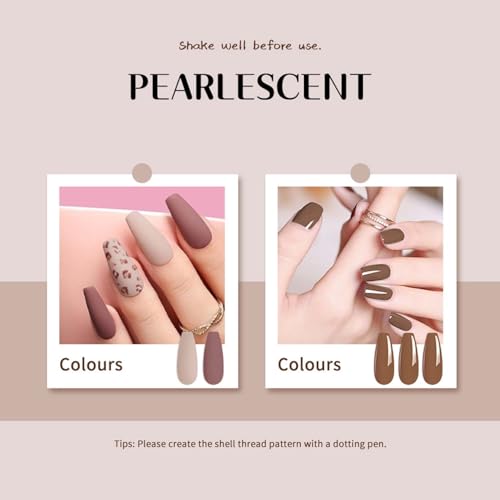 JR 9 Colors 0.5oz Brown Gel Nail Polish Set Bow Bottle Fall Design Nude Gel Polish Kit UV LED Soak Off Polish Home DIY Gift Fall Gel Polish Series