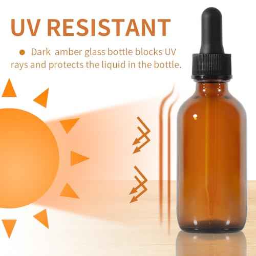 Dropper Bottle,2 oz 4 Pack Glass Droppers Bottle for Oils Eye Dropper Small Travel Oil Amber Dropper with 1 Funnel & 6 Labels - Essential Oils Bottles Tincture Bottles With Dropper Leakproof