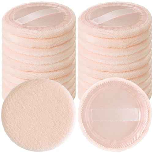 25 Pack 60mm Round Powder Puffs for Foundation Makeup Applicators, Soft Cotton Skin-Friendly Face Powder Sponge Velour Velet Puffs Pads for Cream Cosmetics